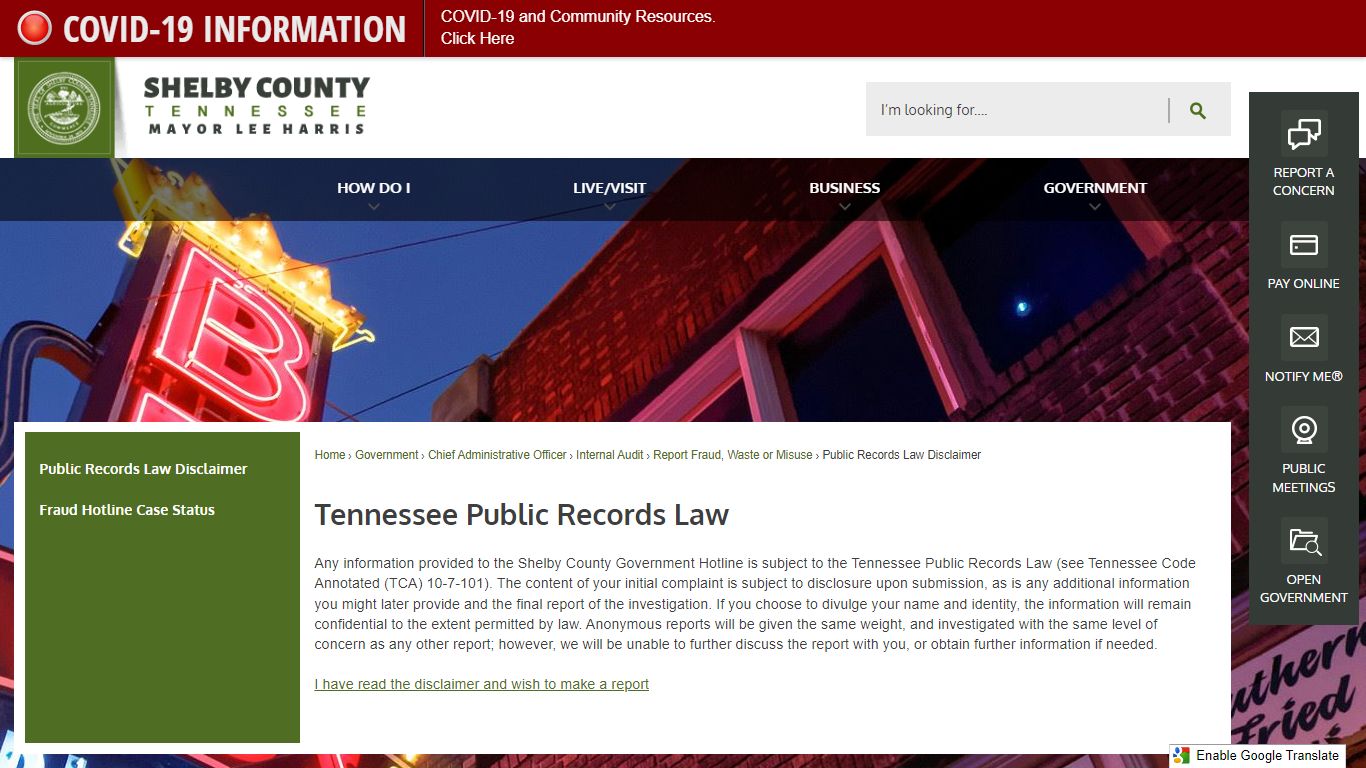 Tennessee Public Records Law | Shelby County, TN - Official Website